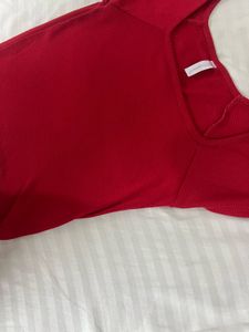 Red Square neck  Top