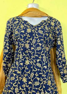 Elegant Blue &amp; Gold Kurta Set