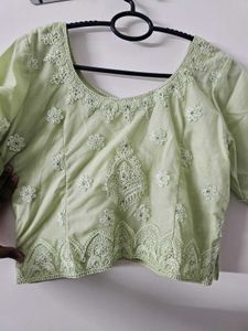 Elegant Pastel Green Embroidered Lehenga Set