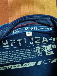Mufti Men Blue Striped Cotton Casual Shirt