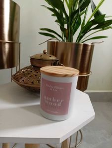 Amber Wood Candle and nestasia evil eye hand teali