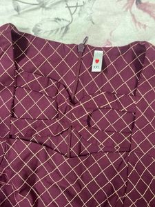 Maroon Checkered Dress
