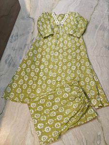 Green Printed Kurta Set