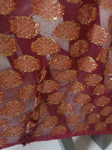 Red &amp; Gold Georgette Banarasi Dotted Saree