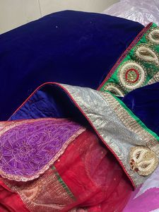 Gajari Red Net Saree With Velvet Pallu (new)