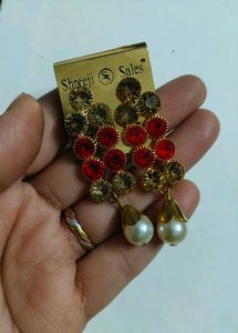 pearl &amp; stone Earrings