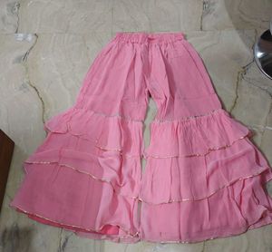 Pink heavy embroidery work kurta n garara dup