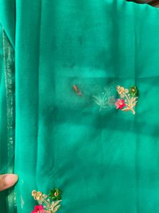 Green Embroidered Saree