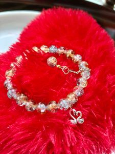Beaded Swan Charm Bracelet
