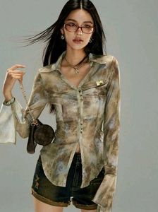 Sheer Abstract Print Shirt