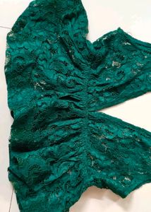 Price Drop🚨Imported Vintage Green Plunge Neck Top