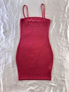 Red Bodycon Glitter Party Dress