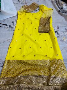 Yellow Sharara. For Halfi Occasion