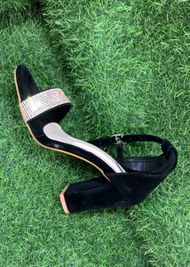 New Rhinestone High Heel Black Velvet