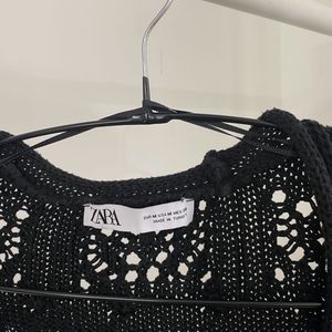 Black Crochet Cardigan