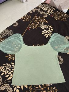 Sage Green Puff Sleeve Top