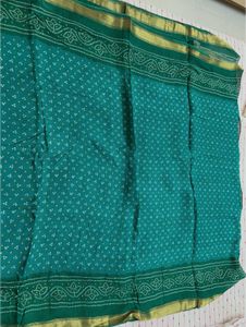 Sea Green Bandhani Print Saree