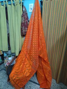 Orange Dhakai Buti Saree