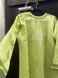 Lime Green Embroidered Kurta