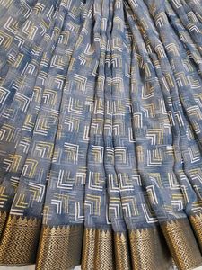 Elegant Grey colour Printed Saree with blouse