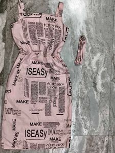 Pink Newspaper Print Dress