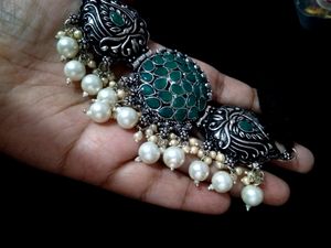 Used Oxidised Green Choker Set