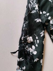 Olive Green Floral Print Top