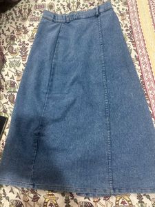 Denim Button-Front Skirt