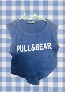 Blue Pull&amp;Bear Cropped Tank Top