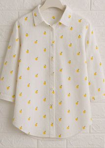 💥White Cotton Shirt with Orange Fruit Print