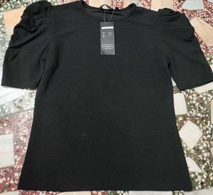 Puff Sleeve Black Top