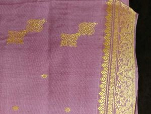 Very Soft Saree Golden Thread Work Border &amp; Pallu