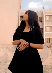 Black Square Neck Puff Sleeve Dress