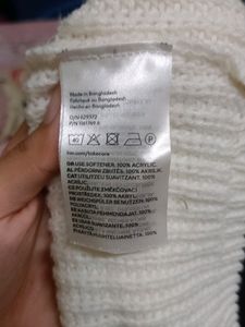 Off White Shoulder Less Sweater For Women