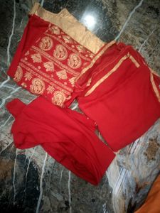 Red &amp; Gold Salwar Kameez Suit
