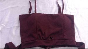 Burgundy Tie-Waist Crop Top