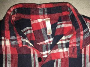 Red & Navy Plaid Flannel - Medium