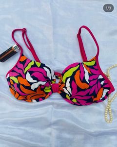 Colorful Leaf Print Bikini Top
