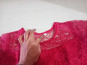 Summer Special Maroon Stylish Net Tunic