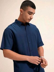 Navy Blue Short Sleeve Button Down