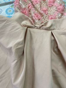 Elegant Pink &amp; Cream  Lace Dress