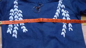 Denim Style Blue Top With U Shoulder Cut