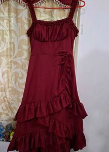 🍒 Vintage Cherry Ruffle High low Midi Dress