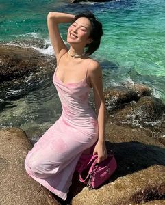 light Pink Controversial Bodycon Maxi Slip Dress