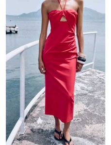 ZARA Red Halter Midi Dress