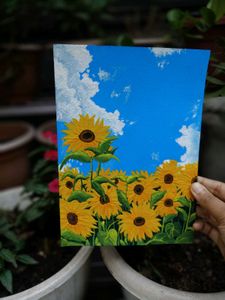 🌻 The Sunflower Patch – Handmade Painting 🎨✨