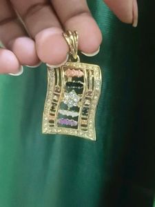 Golden Colour Earring And Pendan Colourfull Stones