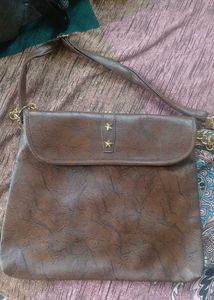 Vintage Brown Shoulder Bag with Star Detail