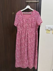Pink Floral Midi Dress