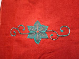 Brick Red Cotton Blend Saree With Blouse